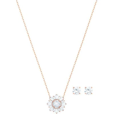 Swarovski Sunshine Ketting en Oorbellen Set Dames Sieraden Rosé-Goud 5480468 Box (Random Color) white