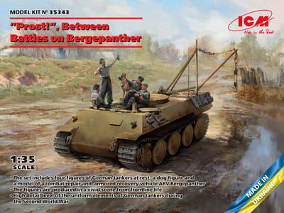 ICM Modelbouwpakket Militaire voertuigen - 35343 Prost! - Between Battles on Bergepanther Plastic - 1:35 - Modelbouw