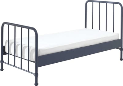 Eenpersoonsbed Bronxx Metaal 90x200 - Mat Blauw Denim - Vipack - Eenpersoons Bedkader - Blauw - Metaal Eenpersoons Normaal Bed