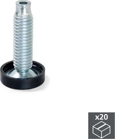 Emuca Stelpoot voor meubels, interne regeling, M10, D. 23 mm, hoogte 46 mm, Staal en kunststof, 20 st.