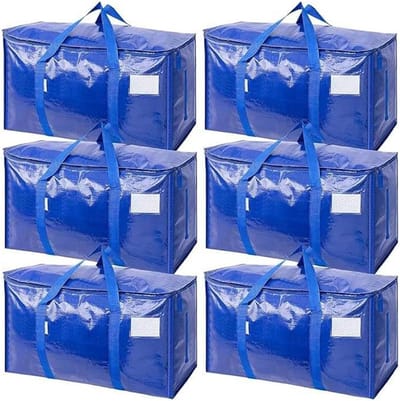 Verhuisdozen Opbergtassen - Stevige Ritsen - Spullen Opslaan - Versterkte Handgrepen - 99 Liter Inhoud - Blauw