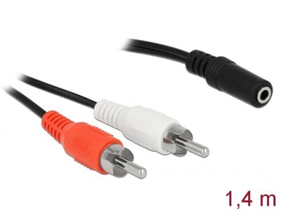 Delock Audio Cable 2 x RCA male to 1 x 3.5 mm 3 pin Stereo Jack 1.4 m