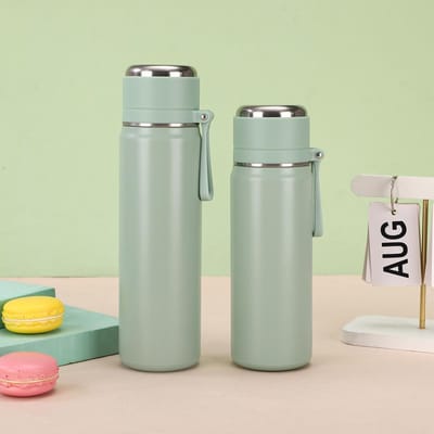 Mug sous vide à séparation thé/eau en acier inoxydable, élégant, portable, pour étudiant, avec bouchon à ressort, gobelet droit, durable 500ml
