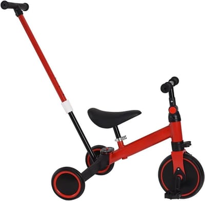 Kinderdriewieler - Babyfiets Loopstoeltje - Leren Fietsen - 3-in-1 Ontwerp - 18 Maanden tot 4 Jaar - Rood