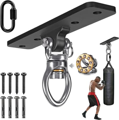 Bokszak Hanger - Stalen Hanger Beugel - Heavy Duty - Haak Houder - voor Plafond - Wandmontage - voor Boksen - Kickboksen - Muay Thai - Home Gym - Fitness Apparatuur - Staal - Ovaal - 18 x 4 x 10.5 cm - Zwart