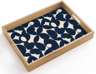 Dienblad hout 40x30 cm - Schootdienblad - Modern - Geometrisch - Blauw - Borrelplank rechthoek - Plateau dienbladen