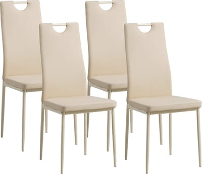 ALBATROS Eetkamerstoel Salerno Set van 4, Beige - Stijlvol Italiaans Ontwerp, Kunstleer Bekleding, Comfortabele Gestoffeerde Stoel - Moderne Keukenstoel, Eetkamerstoel of Eettafelstoel