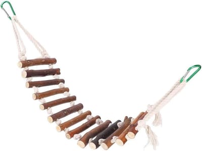 Houten Touwladder - Vogelbrug - Huisdier Klimmen - Flexibel Ontwerp - 10 cm Breed - Natuurlijk