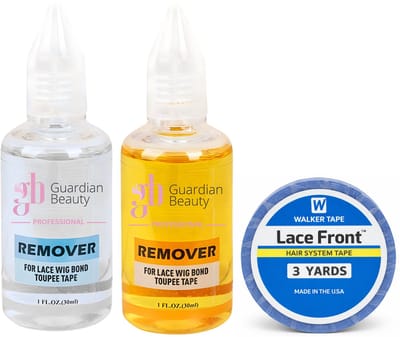 Walker Tape Pruikentape & Guardian Beauty Remover Set - Lace Front - Hair System Tape - 3 yards - 0.8 cm + GB Remover - Transparant, Geel - For Lace Wig Bond and Toupee Tape - 2 stuks - 30ml - Haarextensions