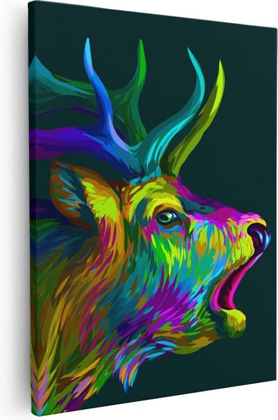 Artaza Canvas Schilderij Hertenkop - 40x50 cm - Muurdecoratie Gewei - Wanddecoratie Dieren - Kamer Accessoires Abstract