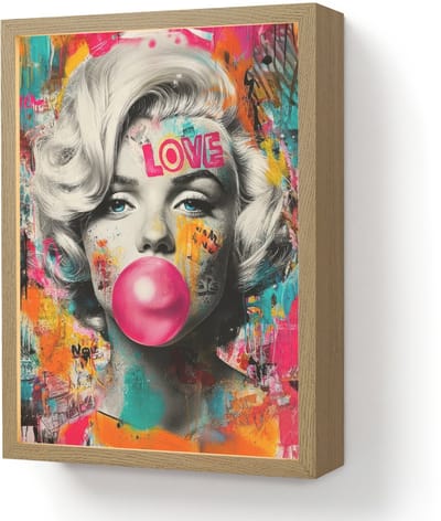 Wandlamp 30x40 cm - Oplaadbaar - Vrouw - Kauwgom - Graffiti - Neonkleuren - Wandlampen binnen woonkamer - Slaapkamer lamp - Decoratieve nachtlamp - Vloerlamp draadloos