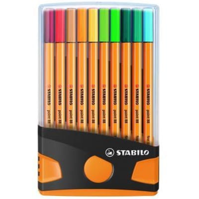 STABILO point 88 - ColorParade - Antraciet/Oranje - Set Met 20 Verschillende Kleuren