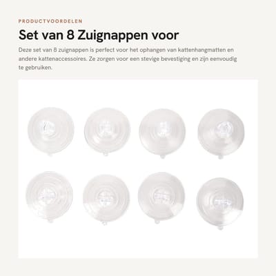 Dailygoods- Zuignap 8 Stuks - Vervangingszuignappen - Cat Bed Zuignap - Cat Window Bed - Cat Hammock - Sterke Zuigkracht - Zuignapjes