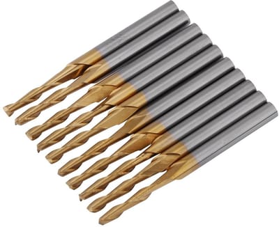 Allecto - Frees Lange Frees - Snijgereedschap Set - 10 stuks - Coated Graveren - 2mm Cutter Fluit - Geschikt voor Precisiewerk - 3.175mm Shank