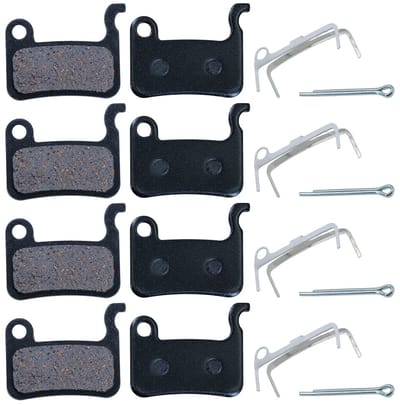 BRENZOOS- Remblokken Fiets - Schijfremblokken - Hars/Halfmetaal - 4 Paar - Bevestigingsklemmen - 27 mm x 32,5 mm - Slijtvast en Geluidloos - Fietsremmen