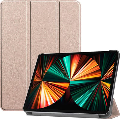 Hoes - Geschikt voor Apple iPad Pro (2021) - 11 inch - 3e generatie - Dun & Stevig - Trifold Bookcase - Hard Cover - Hardcover Book Case - Tablet Hoesje - Goud