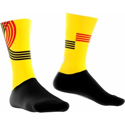 BIORACER Official Team Belgium - Wielersokken Zomer - Unisex - Geel - Olympische Editie - Ademend - Maat 36-38