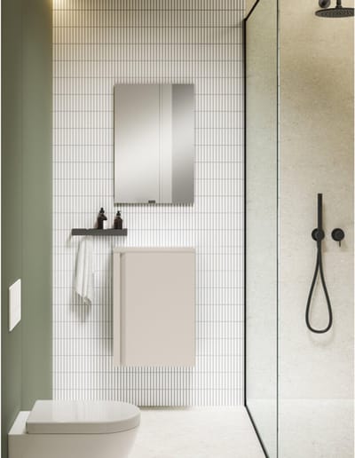 Fugaflow Eccelente Pietra Fonteinonderkast - 40x55cm - 1 deur - met topblad - mat cotton (beige)