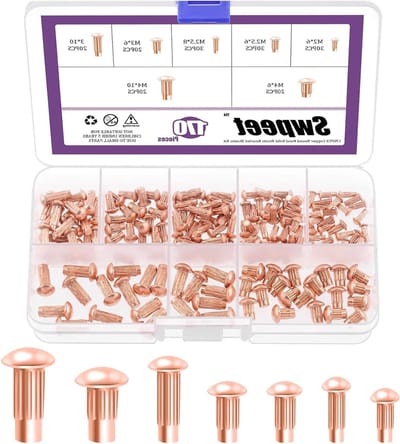 Klinknagel Assortiment - Bevestigingsset - Apparatuur Reparatie - Corrosiebestendig Koper - 170 Stuks - Koperkleurig