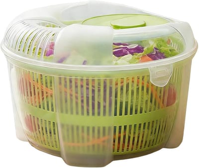 Groentencentrifuge Kom - Fruitdroger Bladgroenten - Snel Drogen Salade - Handmatige Slinger Bediening - 21x21x14 cm - Groente