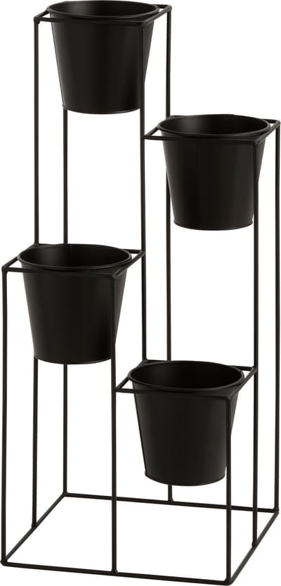 J-Line rek bloempothouder 4 Potten - metaal - zwart - small - Ø 31 cm