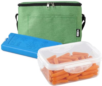 Bellatio Design Koeltas / lunchtas set Pablo - 3-delig - 3 liter - groen - 16 x 15 x 22 cm - kantoor / school lunch