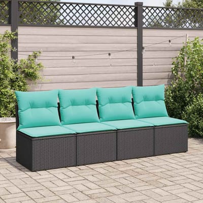 vidaXL - 2-delige - Loungeset - met - kussens - poly - rattan - acacia - zwart
