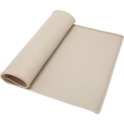 Huisdier Voermat Voorkom Morsen Wasbaar Vaatwasserbestendig Antislip Siliconen Grote Honden Placemat voor Water Voerbak Beige beige