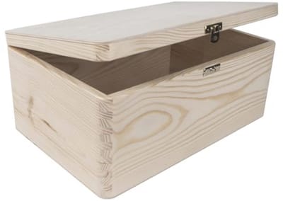 Houten Opbergdoos 30 x 20 x 13 cm | Decoratieve Doos voor DIY-projecten | Ideaal voor Decoupage en Kerstversiering