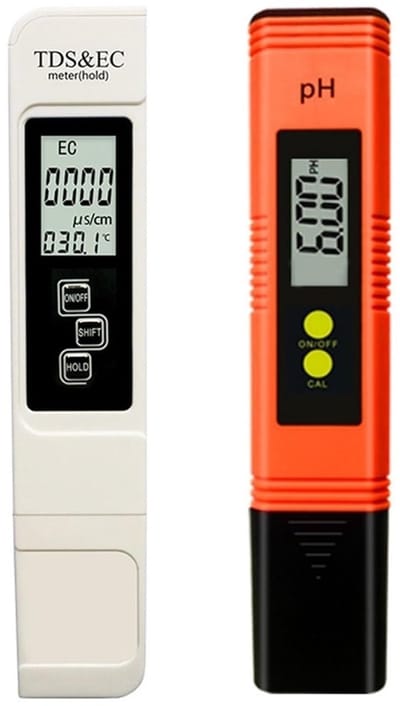 Waterkwaliteit Tester - pH EC TDS - Drinkwater Meten - Dubbele Meetfunctie - Compact Ontwerp - Wit Geel
