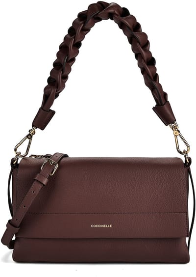 COCCINELLE Leren schoudertas Boheme Grana Double Shoulder Bag Berry / Wint. Rose donkerpaars
