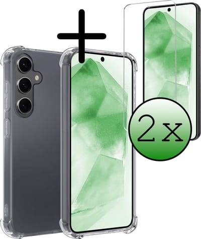 Hoesje Met Screenprotector - 2 Stuks - Geschikt voor Samsung Galaxy A55 - Sterk & Shockproof - Siliconen Case - Back Cover - Telefoon Hoes - Shock Proof - Transparant