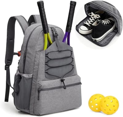 Dailygoods - Grote tennistas set tennistas tennisrugzak 52 x 40 x 23 cm pickleball racket tas grote padel tennisracket tas badminton racket rugzak voor 4 rackets met schoenenvak