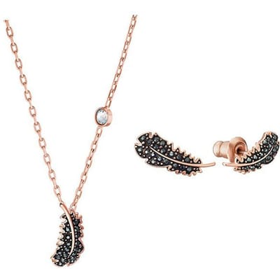 Collier en métal à plume noire coquine Swarovski pour femme 5506761 Box beige