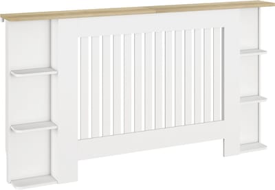 HOMCOM Radiatorbekleding - Spaanplaat, MDF - 152 x 19 x 83 cm - Wit