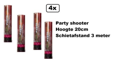 4x Party popper multi 20 cm - shooter confetti carnaval thema feest festival apres ski party geslaagd