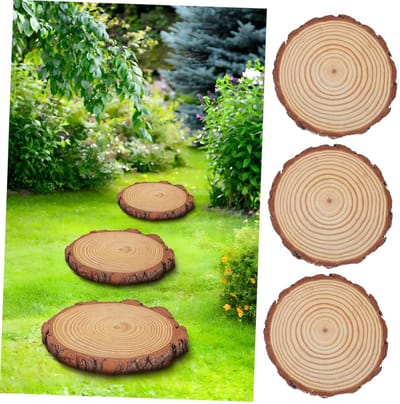 Stapstenen Set - Tuinpad Stenen - Buiten Decoratie - Duurzaam Hout Ontwerp - 20x20x2 cm - Khaki