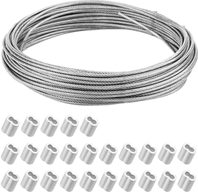 50 meter 2 mm roestvrijstalen staalkabel met aluminium krimphulzen - Duurzaam en flexibel voor buitengebruik