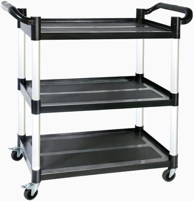 Lichte en Stabiele 3-Tier Trolley van Aluminium in Zwart en Wit met Handvatten voor Keuken, Kantoor en Thuisopslag, Multifunctioneel en Praktisch voor Organisatie