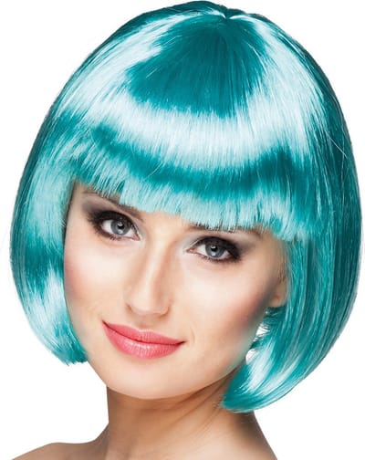 Boland - Pruik Cabaret turquoise Blauw - Steil - Kort - Vrouwen - Can Can - Glitter and Glamour