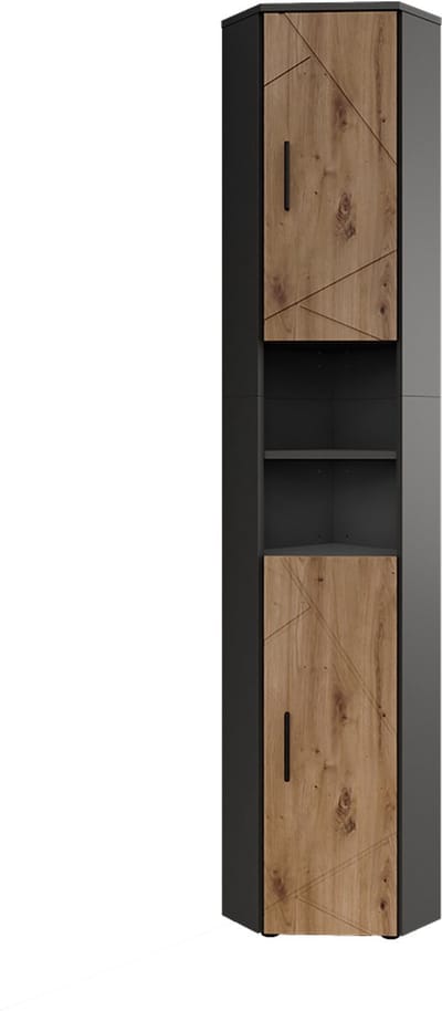 Vicco hoge kast Irma, Antraciet/Goudkleurig Eiken, 33 x 192 cm met 2 deuren