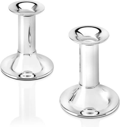 Zilverstad Tube Kandelaar - Laag - 2 stuks (11 cm)