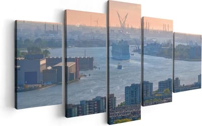 Artaza Canvas Schilderij Vijfluik Rotterdamse Haven Bij Het Water - 100x50 - Foto Op Canvas - Canvas Print