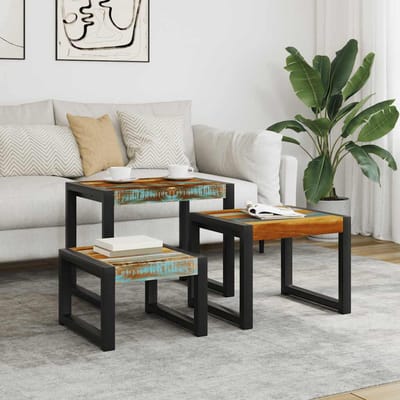vidaXL - 3-delige - Tafeltjesset - massief - gerecycled - hout