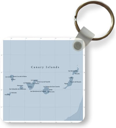 Sleutelhanger - Uitdeelcadeautjes - Een overzichtelijke illustratie van de Canarische eilanden - Plastic