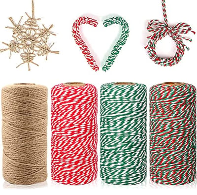 Cadeau Touw Set 200M - Decoratief Jute & Katoenen Touw voor Kerstmis, Bruiloft, Valentijnsdag en Verjaardag