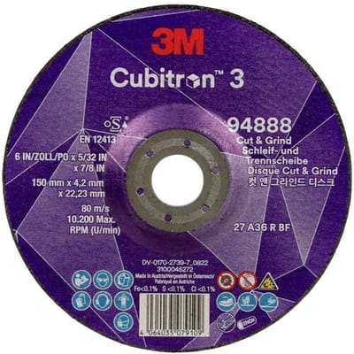 Cubitron 94888 Cubitron™ 3 Cut and Grind Afbraamschijf Diameter 150 mm Boordiameter 22.23 mm 10 stuk(s)