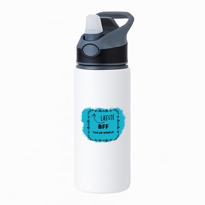 Hacebo® - liefste bff van de wereld waterfles met rietje zwart - Vriend - de liefste beste vriend - verjaardag - cadeautje voor beste vriend - beste vriend artikelen - kado - geschenk - water fles - 650ML