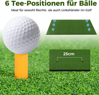 COSTWAY Golf Oefenmat 152 x 92 cm Golf Oefenmat met 2 Golf Tees en 2 Alignment Sticks 6 Voorgeboorde Tee Gaten voor Binnen/Outdoor Gebruik
