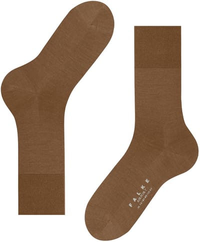 FALKE Airport eenkleurig wol katoen sokken heren bruin - maat 49-50